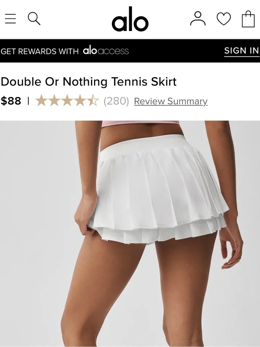 ALO Yoga Double Or Nothing Tennis Skirt Skort - XS